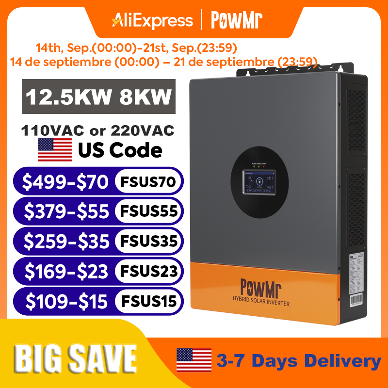Drone Solar Charger - PowMr 12.5KW 8KW 분리형 인버터 110V
